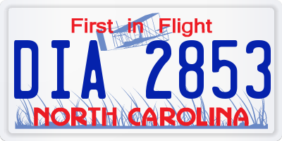 NC license plate DIA2853