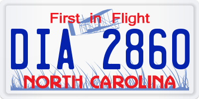 NC license plate DIA2860