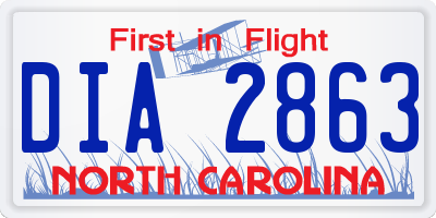 NC license plate DIA2863