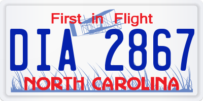 NC license plate DIA2867