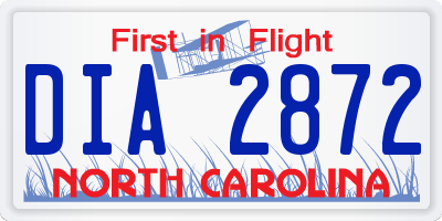 NC license plate DIA2872