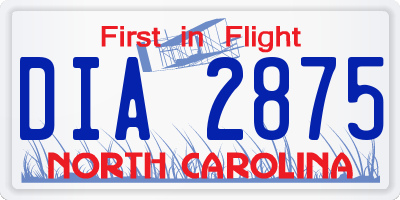 NC license plate DIA2875