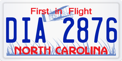NC license plate DIA2876