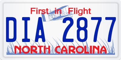 NC license plate DIA2877