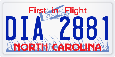 NC license plate DIA2881