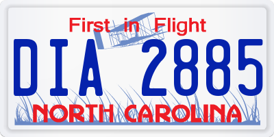 NC license plate DIA2885