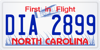 NC license plate DIA2899