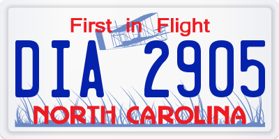 NC license plate DIA2905