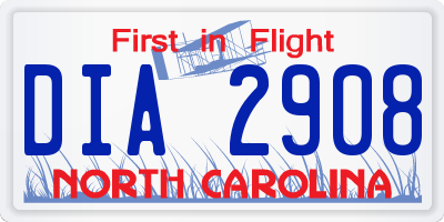 NC license plate DIA2908
