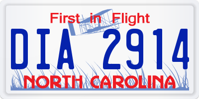 NC license plate DIA2914
