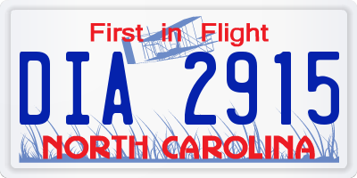 NC license plate DIA2915
