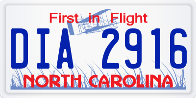 NC license plate DIA2916
