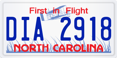 NC license plate DIA2918