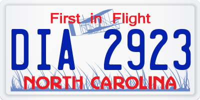 NC license plate DIA2923