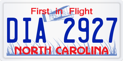NC license plate DIA2927