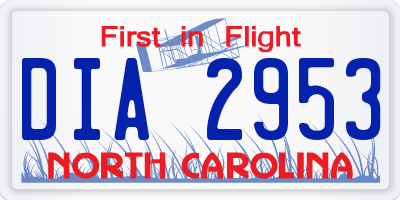 NC license plate DIA2953