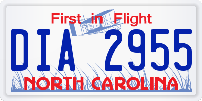 NC license plate DIA2955