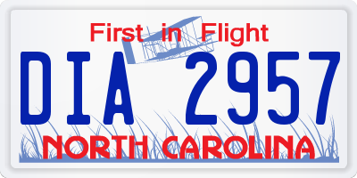 NC license plate DIA2957