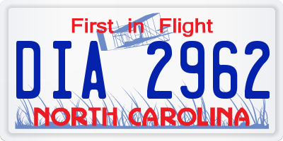 NC license plate DIA2962