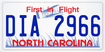 NC license plate DIA2966