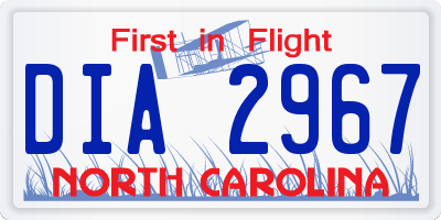 NC license plate DIA2967