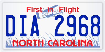 NC license plate DIA2968