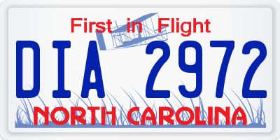 NC license plate DIA2972