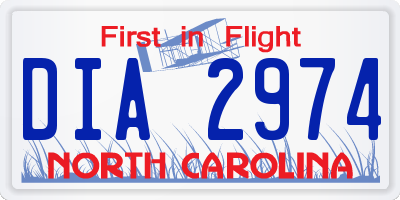 NC license plate DIA2974