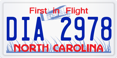 NC license plate DIA2978