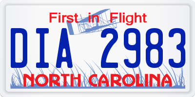 NC license plate DIA2983