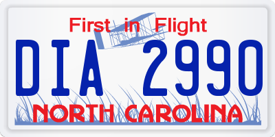NC license plate DIA2990