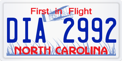 NC license plate DIA2992