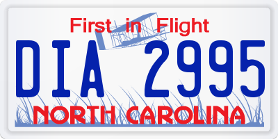 NC license plate DIA2995
