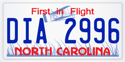 NC license plate DIA2996