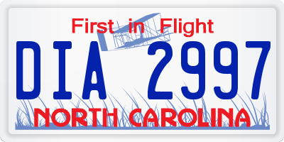 NC license plate DIA2997