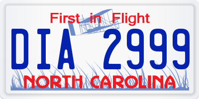 NC license plate DIA2999