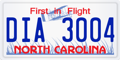 NC license plate DIA3004