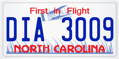 NC license plate DIA3009
