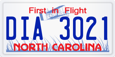 NC license plate DIA3021