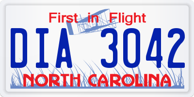 NC license plate DIA3042