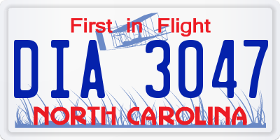 NC license plate DIA3047