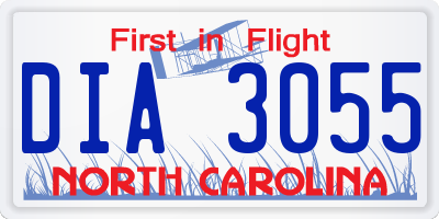 NC license plate DIA3055