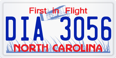 NC license plate DIA3056