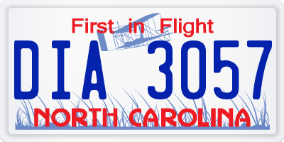 NC license plate DIA3057