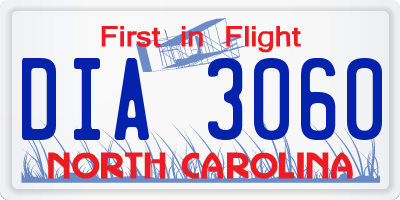 NC license plate DIA3060