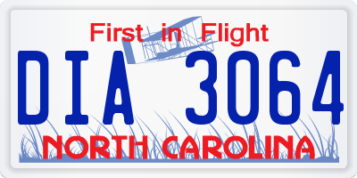 NC license plate DIA3064