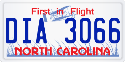 NC license plate DIA3066