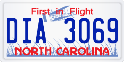 NC license plate DIA3069
