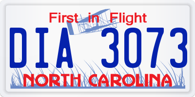 NC license plate DIA3073