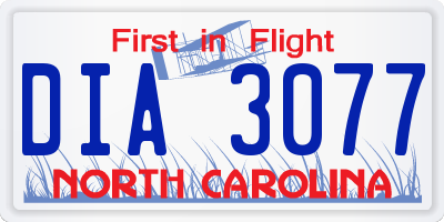 NC license plate DIA3077